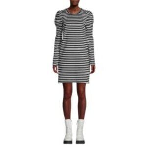 Rebecca Minkoff Talia Striped Puff Sleeve Dress Large